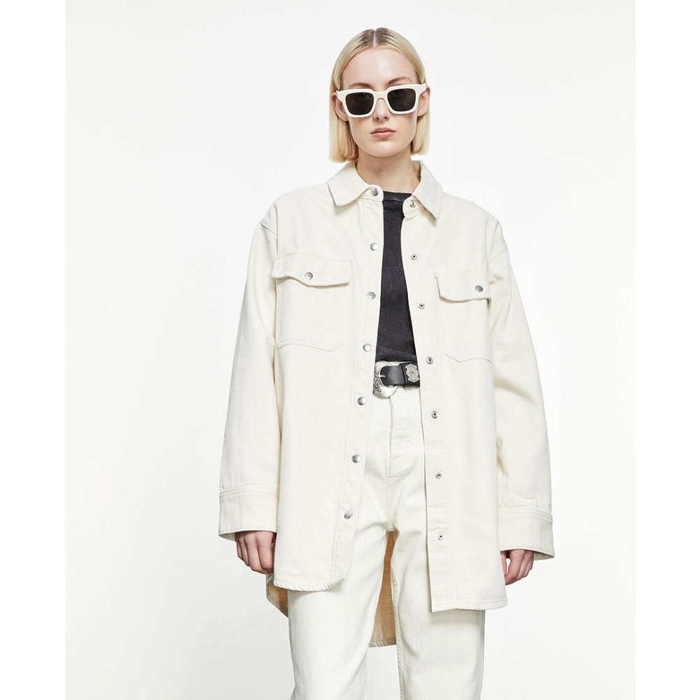 The Kooples Ecru Minimilist Lag & Look Denim Shacket
